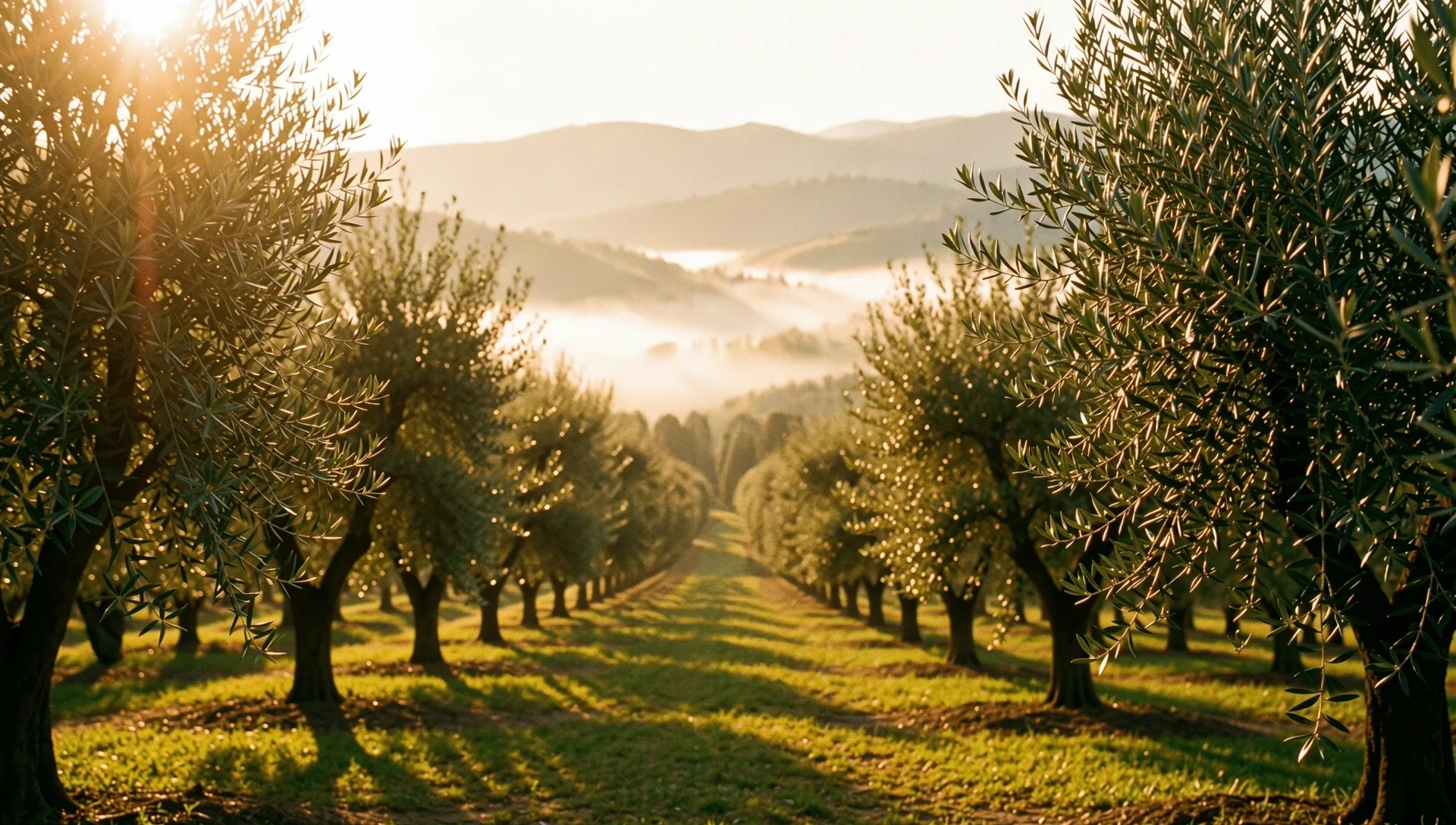 Uliveto all'alba in Italia